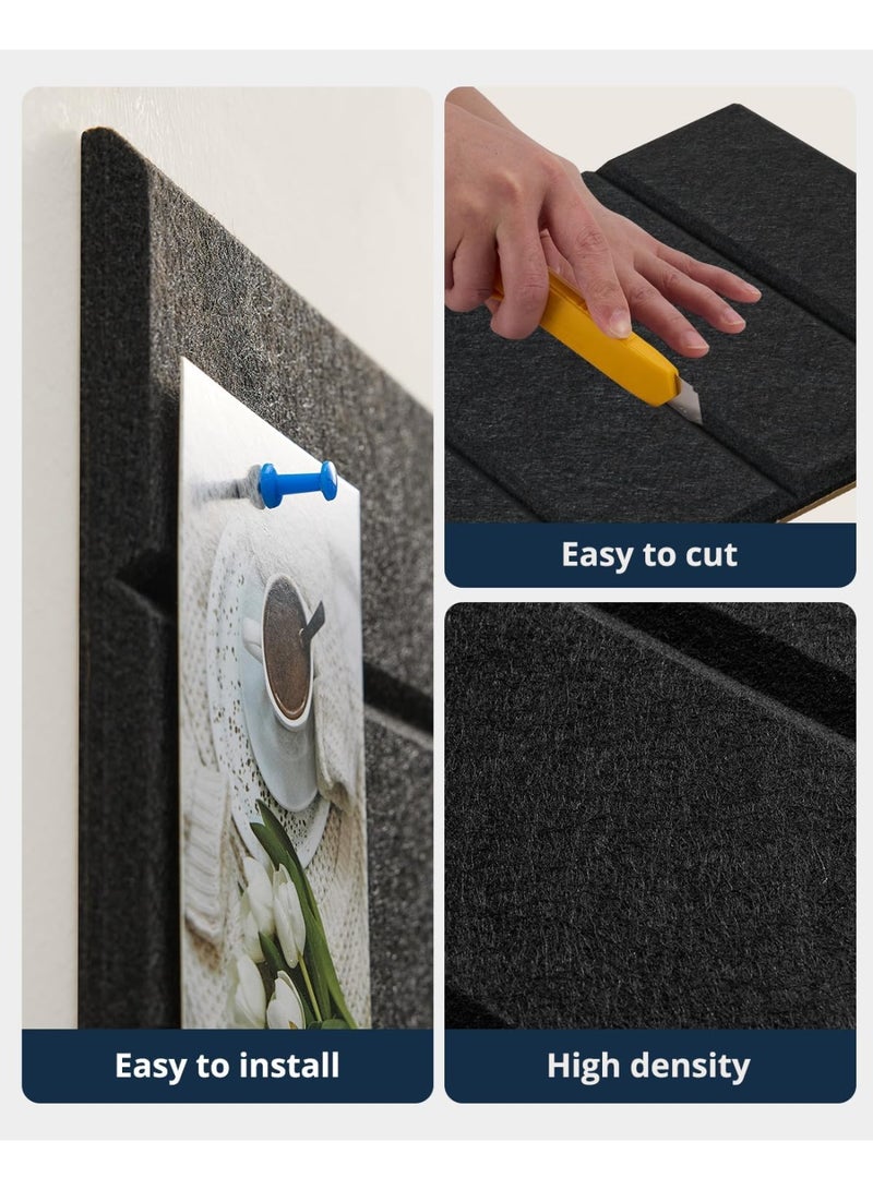 YelaJoy 12Pack 12"x12" Self - Adhesive Black Felt Bulletin Board Tiles - Large Cork Board Alternative for Home & Office Decor, Pin - Friendly Organizer - Image 4